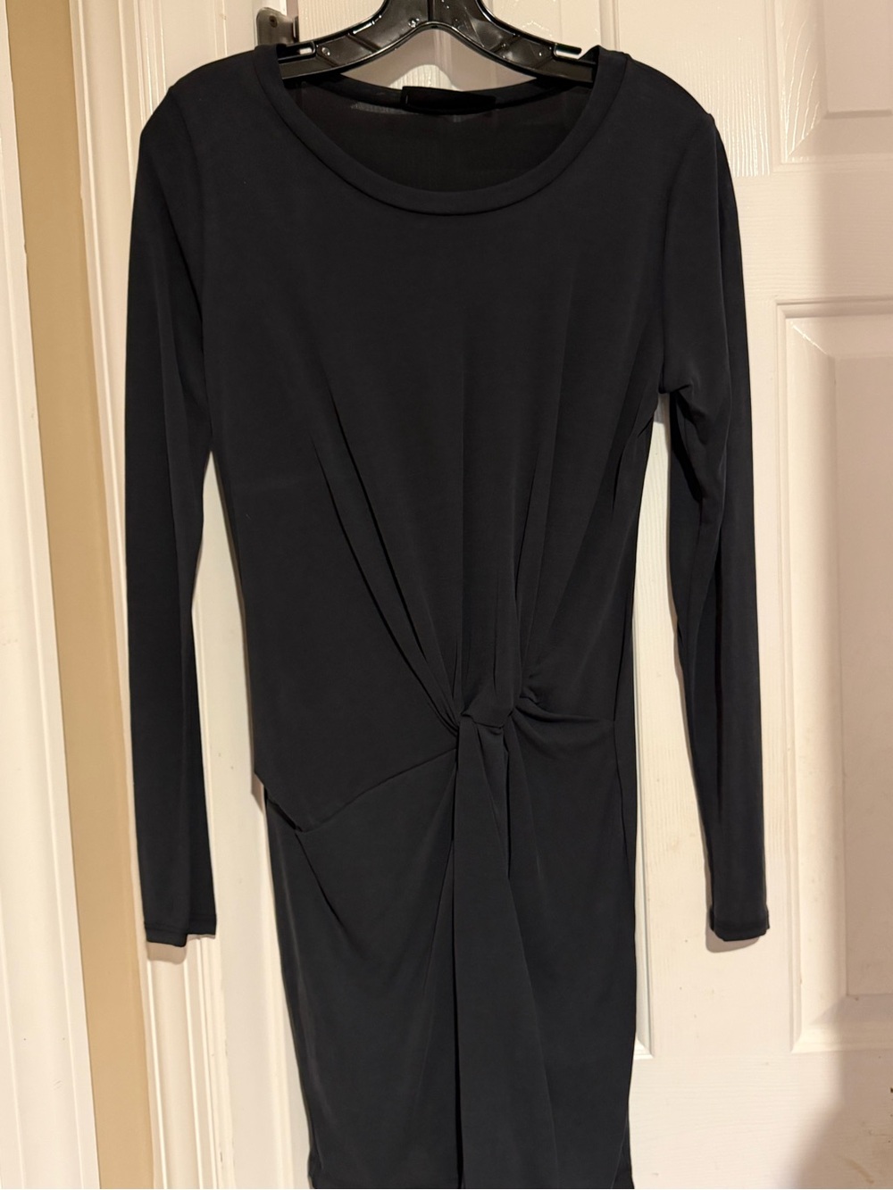 Audrey 3+1 Black Long Sleeve Knot-Front Dress